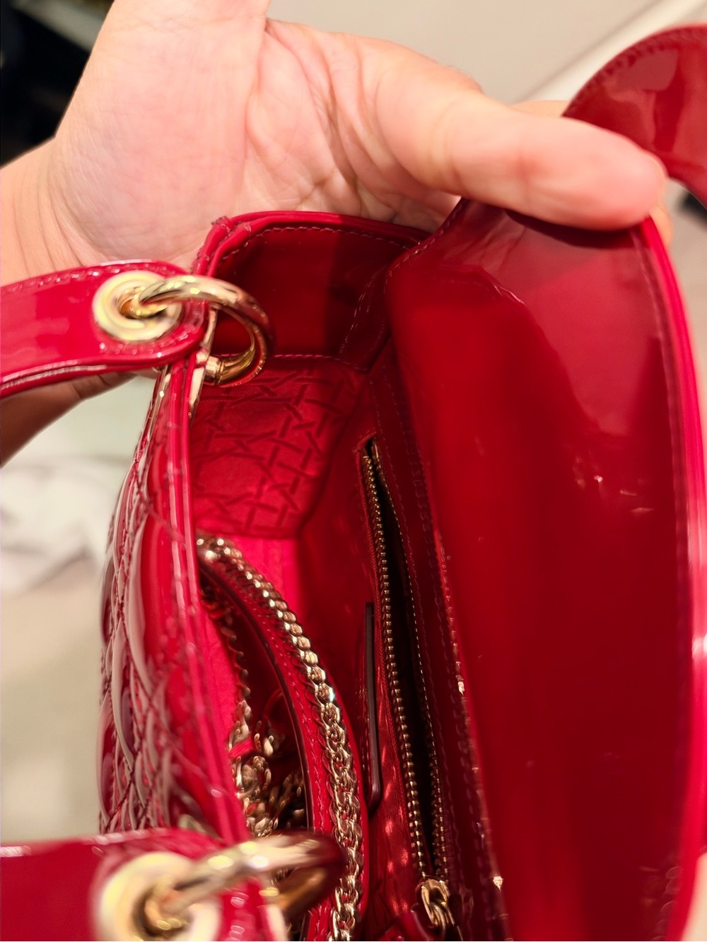 Lady dior red patent leather mini - authentication provided - Picture 5 of 5